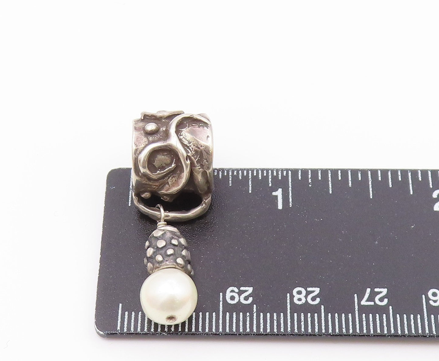 925 Sterling Silver Vintage Freshwater Pearl Swirl Bail Pendant PT17633