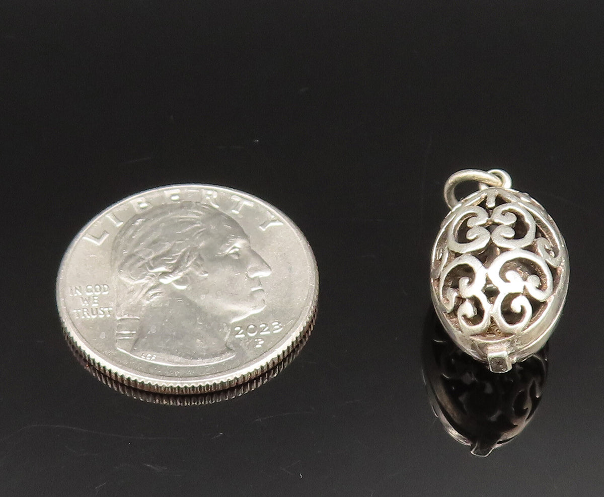 925 Sterling Silver Vintage Open Scroll Sphere Pendant (OPENS) PT20909