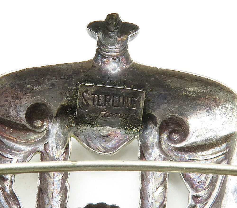 LANG 925 Sterling Silver Vintage Old Fashioned Carriage Brooch Pin BP6309