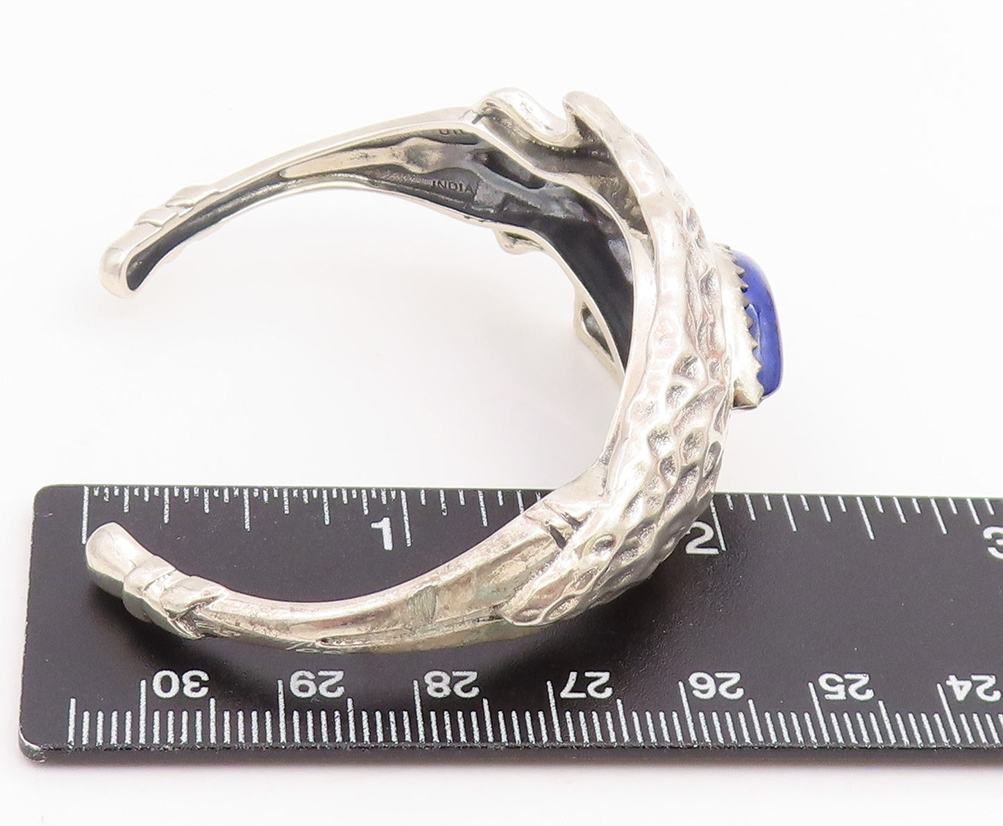 925 Sterling Silver Vintage Bracelet Marquise Cut Lapis Lazuli Arrowhead BT11842