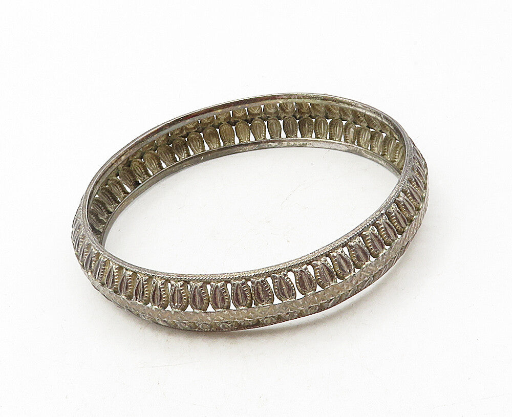 925 Sterling Silver Vintage Antique Dark Tone Open Bangle Bracelet BT4101