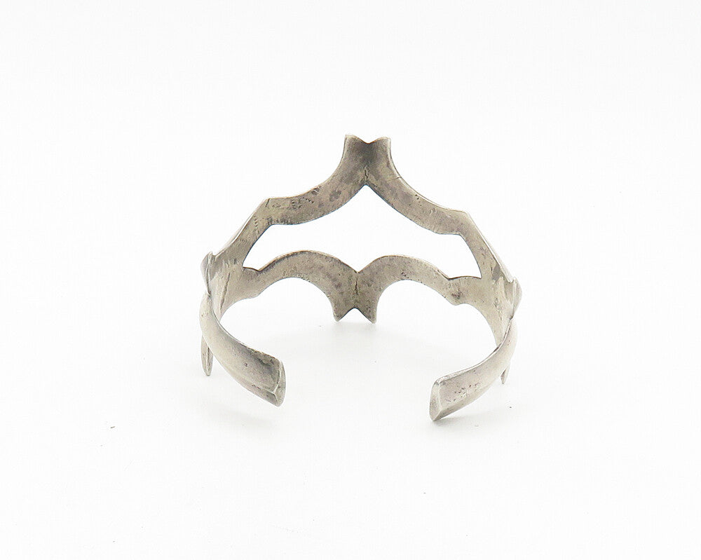 NAVAJO 925 Sterling Silver Vintage Shiny Modernist Cuff Bracelet BT7532