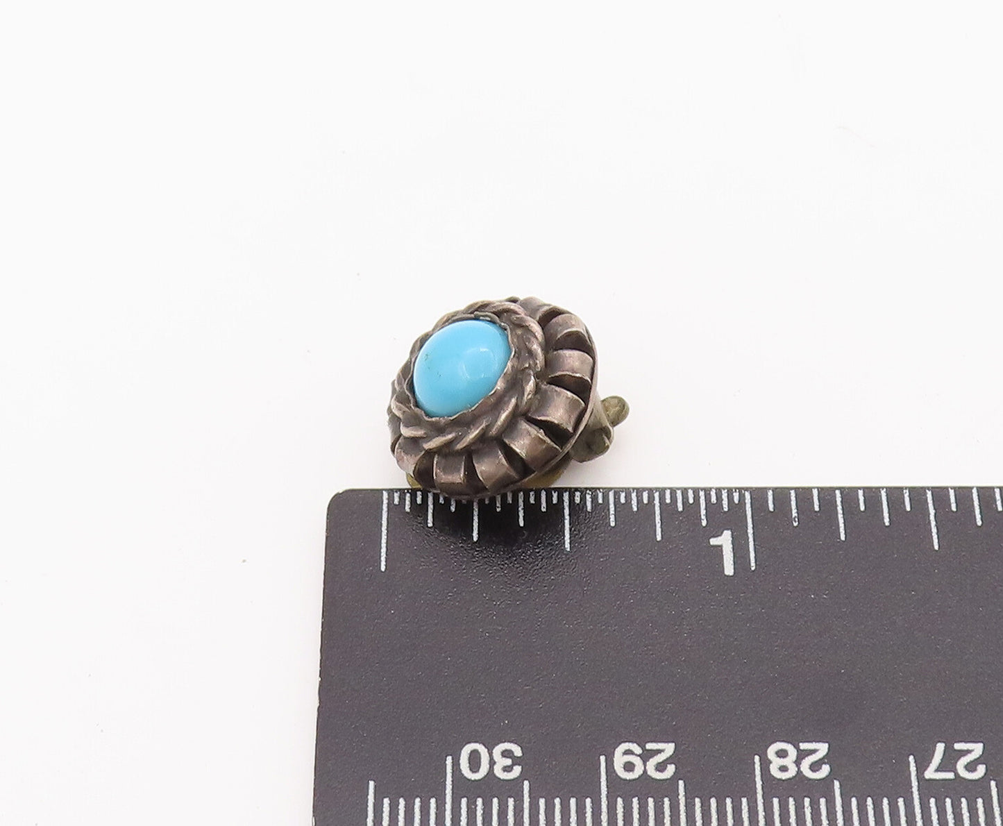925 Sterling Silver Vintage Earrings Antique Swirled Larimar Flower EG12802