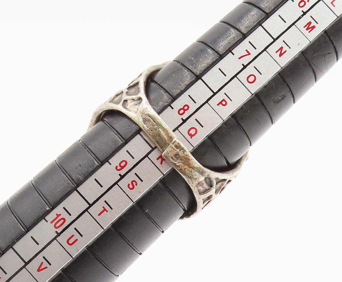 ISRAEL 925 Silver Vintage Openwork Shank Tiger's Eye Ring Sz 8.5 RG26217
