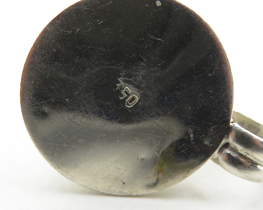 925 Sterling Silver Vintage Petite Red Stones Glass Art Pendant PT14261