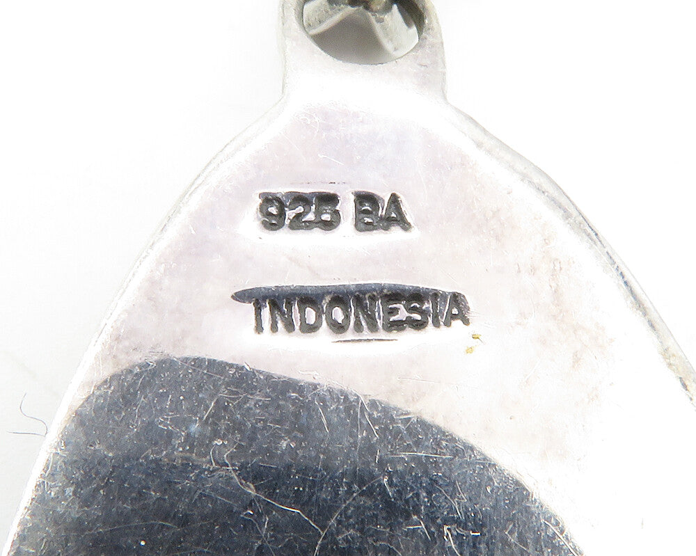 BALI 925 Sterling Silver Vintage Mother Of Pearl Tear Drop Pendant PT9472
