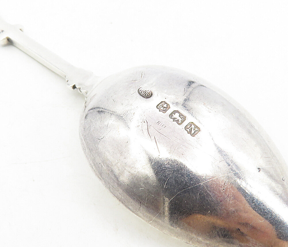 ENGLAND 925 Sterling Silver Vintage Enamel Coated Baroque Swirl Spoon TR1572