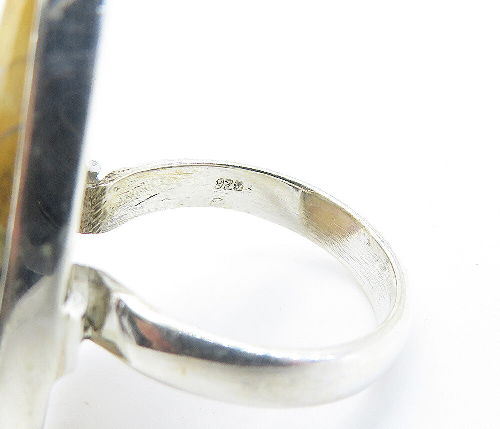 925 Sterling Silver Tear Drop Jasper Polished Cocktail Ring Sz 9 RG8184