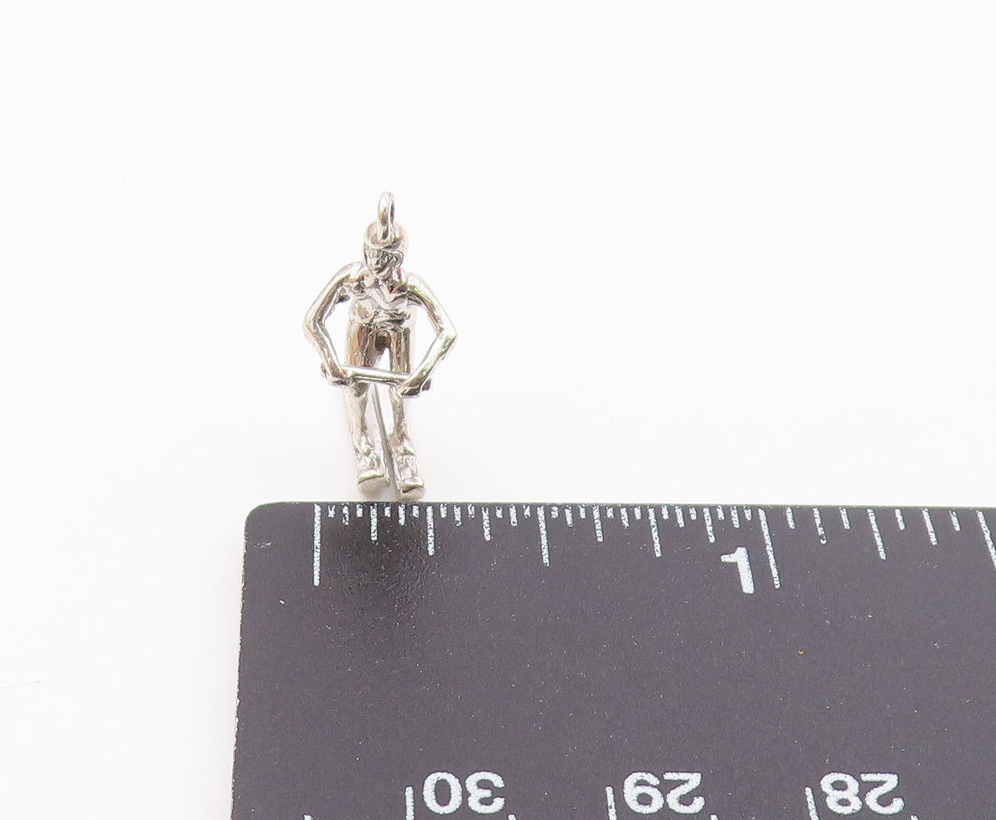 925 Sterling Silver Vintage Shiny Petite Water Skiing Figure Pendant PT6256