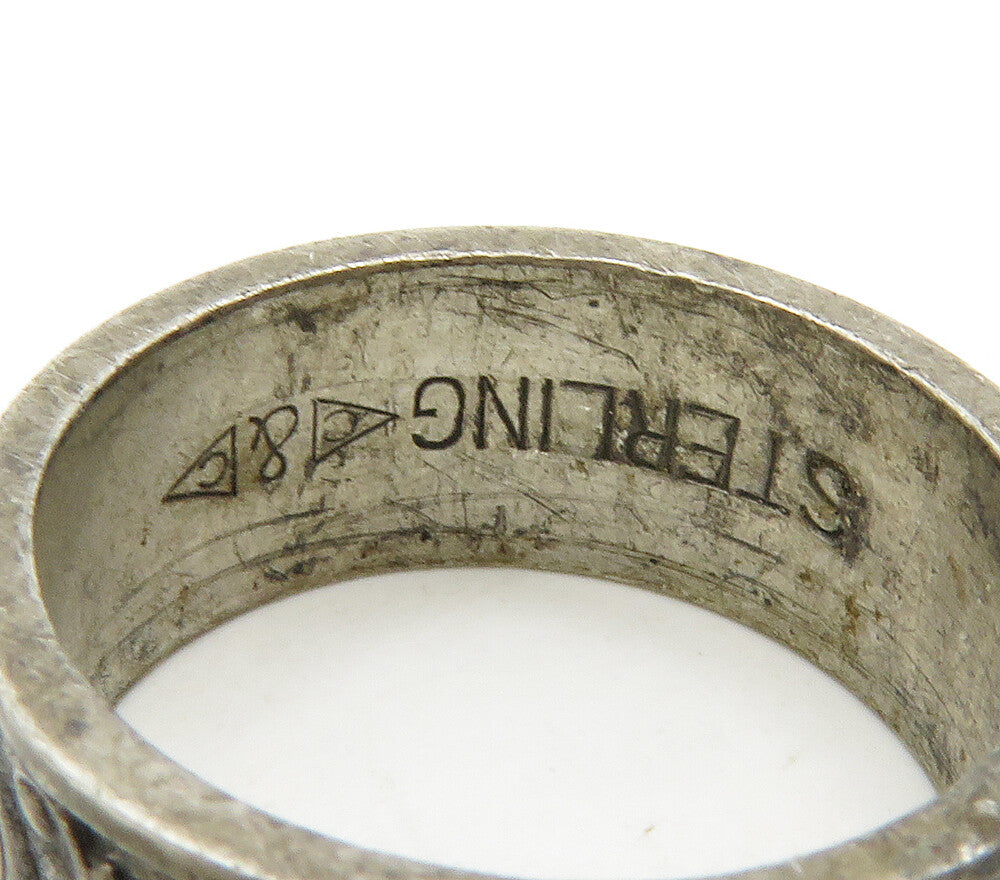 CLARK & COOMBS 925 Silver Vintage Dark Tone Floral Band Ring Sz 5 RG16557