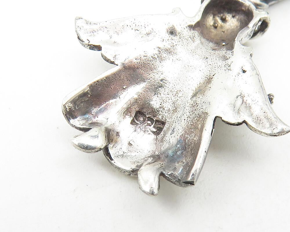 925 Sterling Silver Vintage Shiny Angel Woman Motif Drop Pendant PT8903
