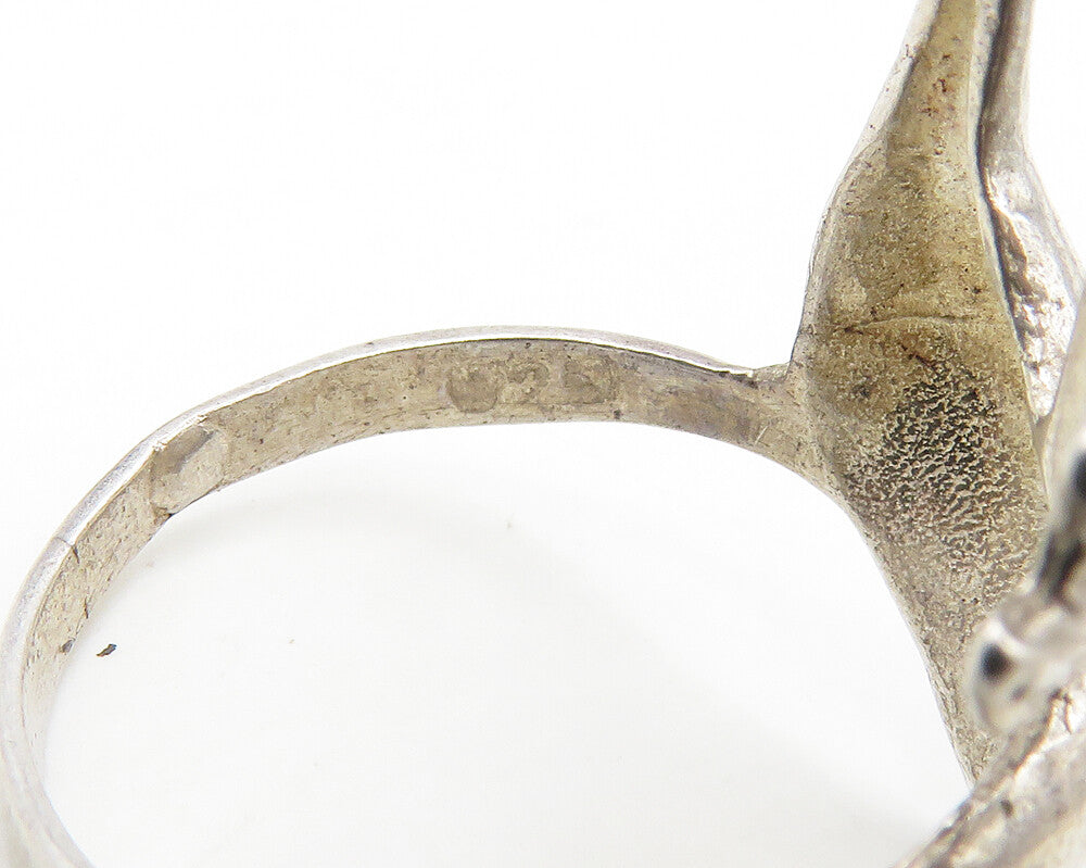 925 Sterling Silver Vintage Shiny Swordfish Motif Band Ring Sz 8.5 RG17894