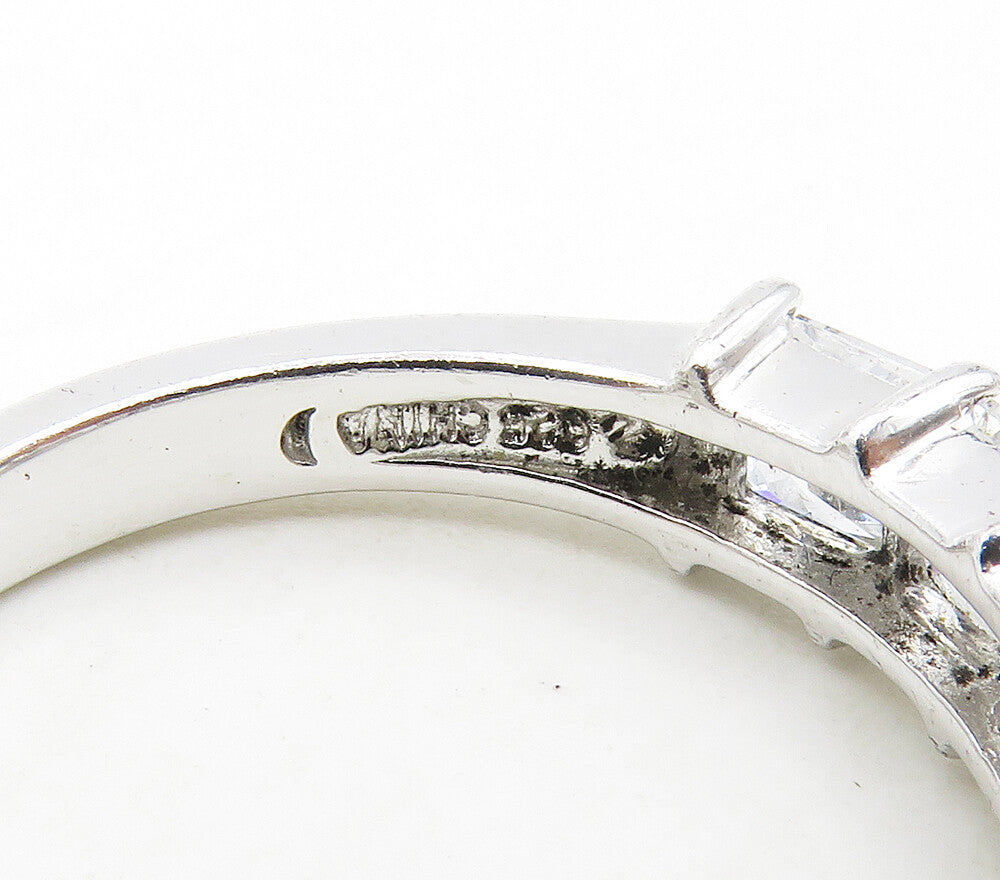 925 Sterling Silver Sparkling Cubic Zirconia 5 Stone Band Ring Sz 8 RG15715