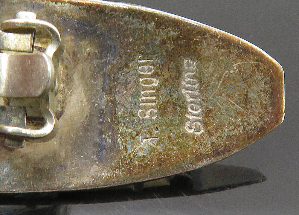 T. SINGER NAVAJO 925 Silver & 14K GOLD Vintage Non Pierce Earrings EG11015