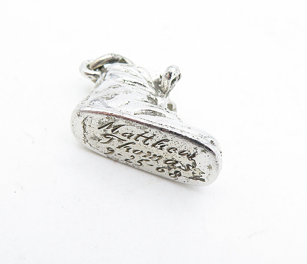 925 Sterling Silver Vintage Petite Shiny Sculpted Shoe Motif Pendant PT3508