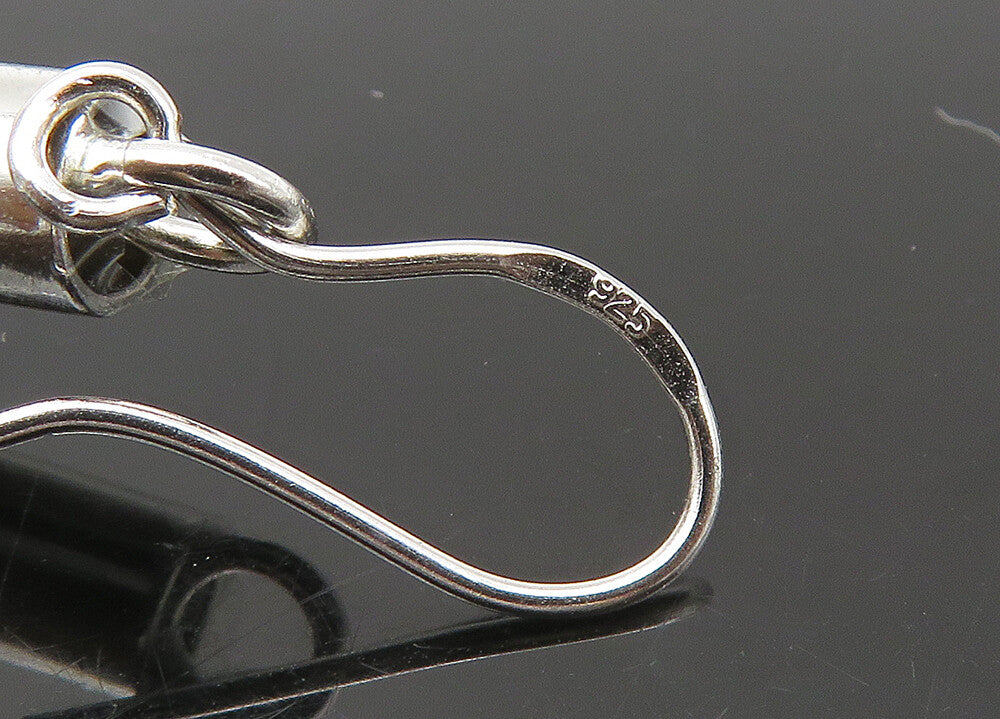 925 Sterling Silver Vintage Shiny Star Sphere Tube Dangle Earrings EG11038
