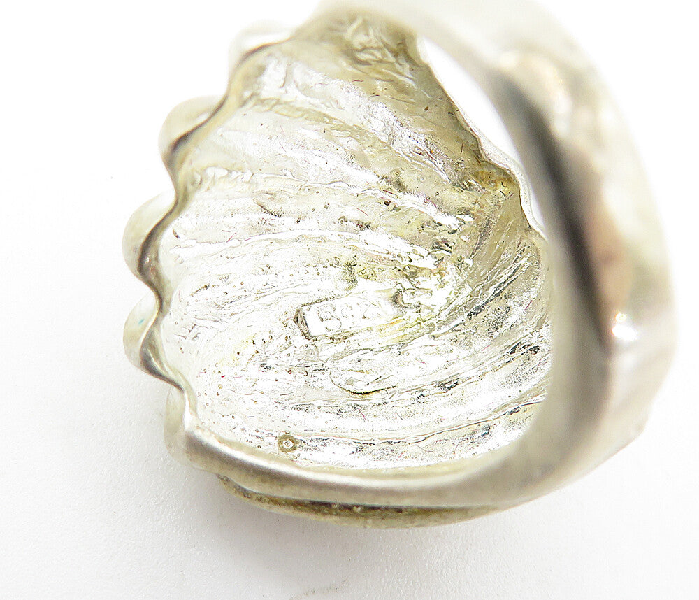 925 Sterling Silver Vintage Modernist Shiny Etched Band Ring Sz 6 RG4241