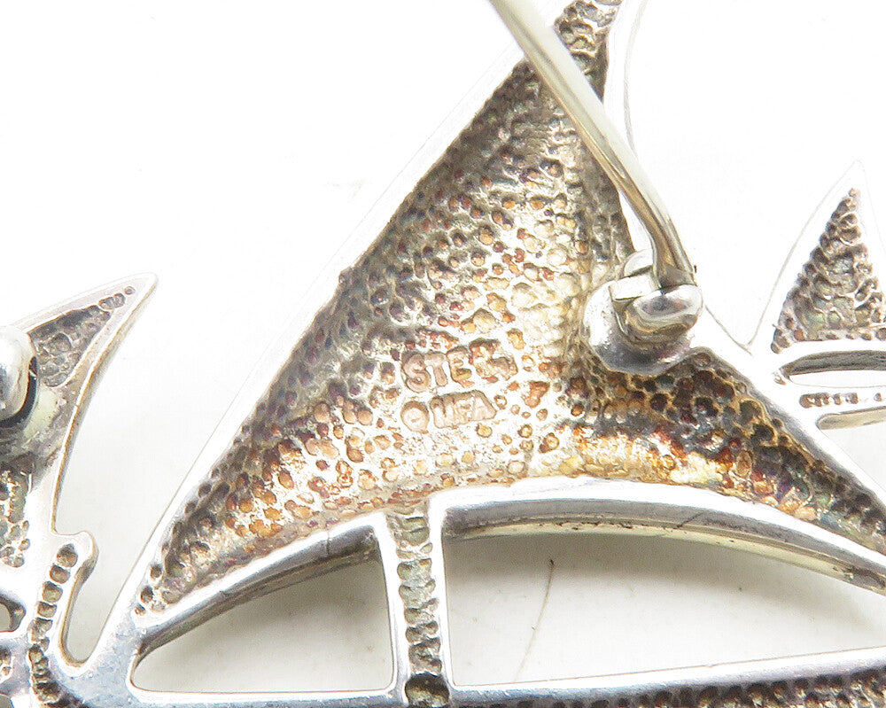 925 Sterling Silver Vintage Shiny Smooth Sail Boat Motif Brooch Pin BP4365