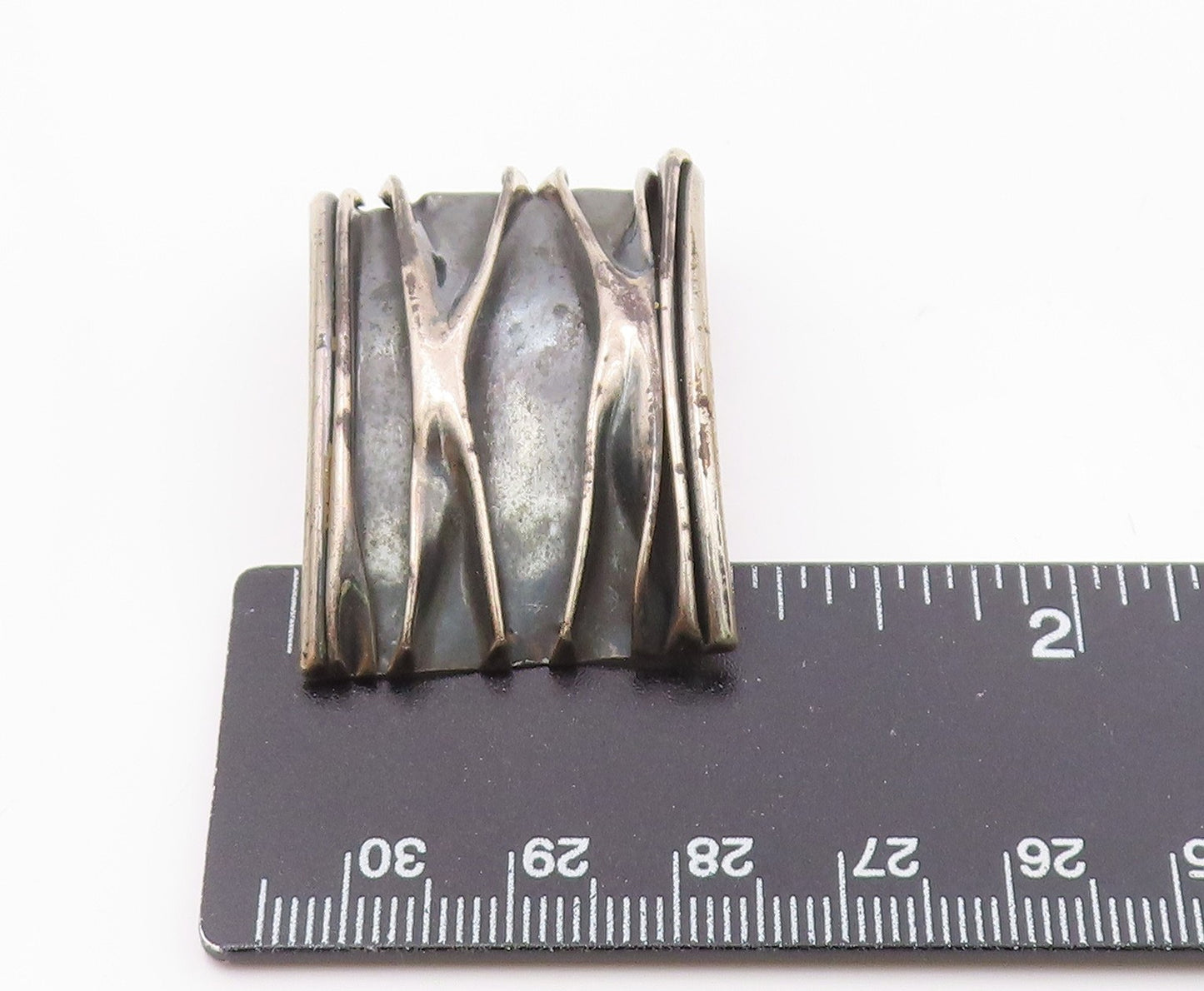 925 Sterling Silver Vintage Fluted Modernist Curved Pendant PT20284