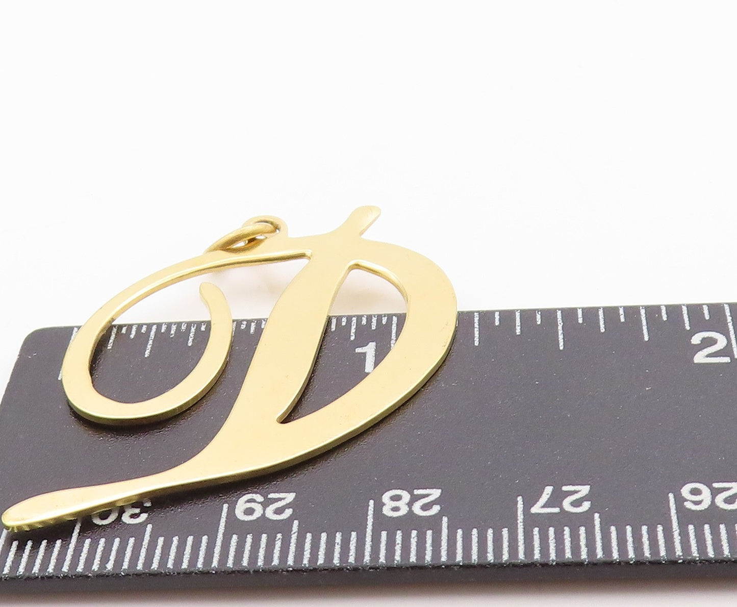 925 Sterling Silver Vintage Pendant Gold Plated calligraphed Alphabet D PT24608