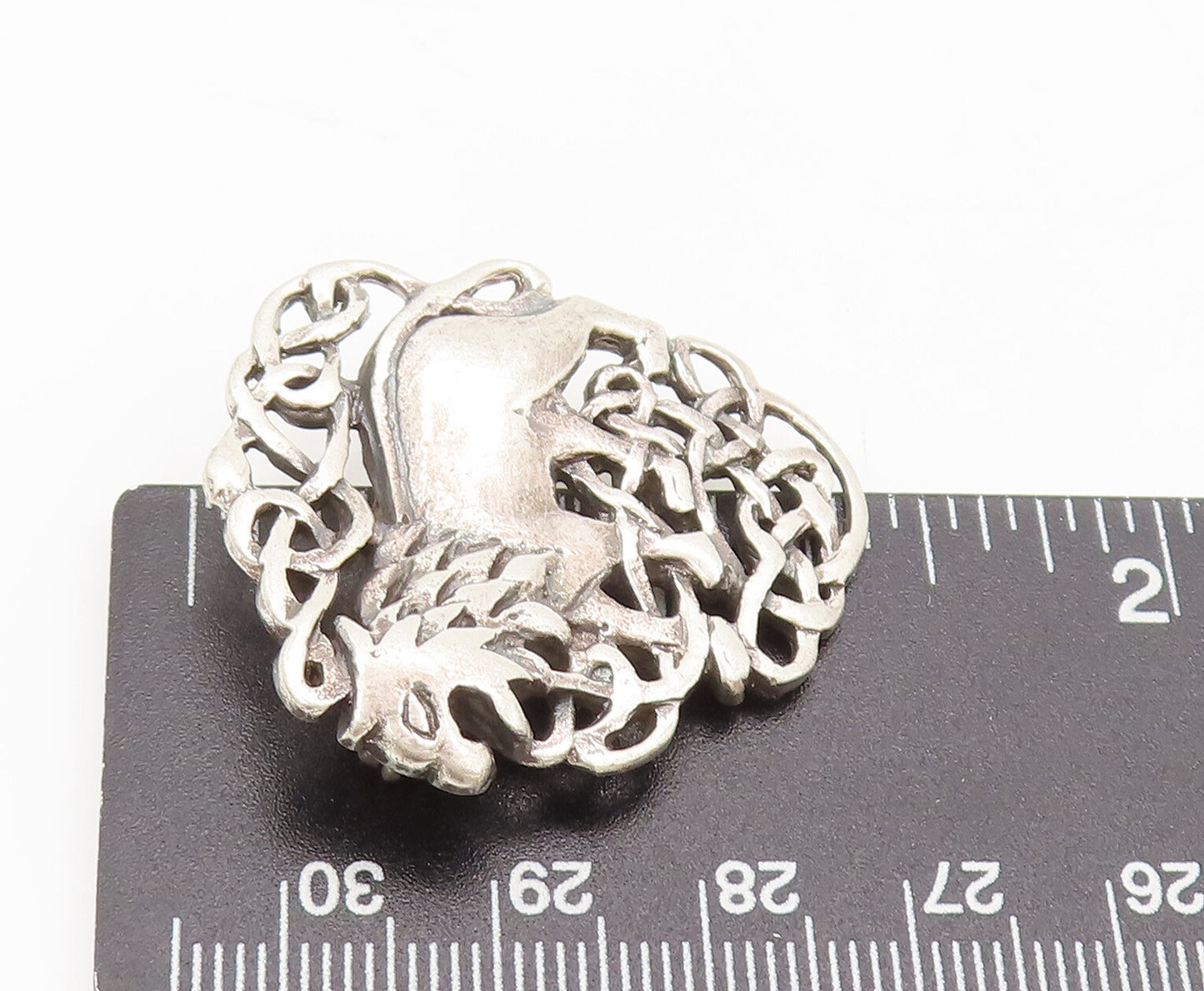 925 Sterling Silver Vintage Antique Lion Royal Crest Brooch Pin BP10438