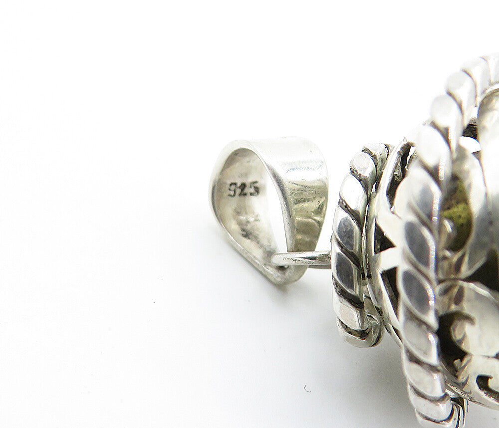 925 Sterling Silver Turquoise Rope Twist Wrapped Caged Sphere Pendant PT6029