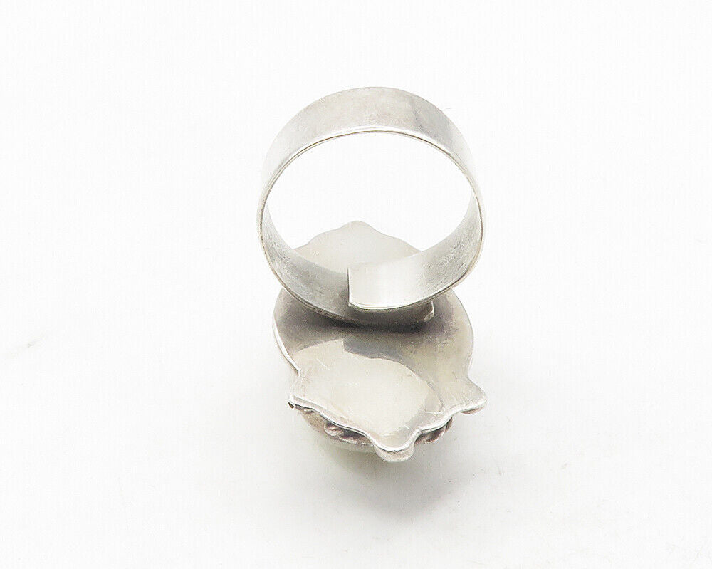 925 Sterling Silver Vintage White Jasper Twist Cocktail Ring Sz 8.5 RG12111