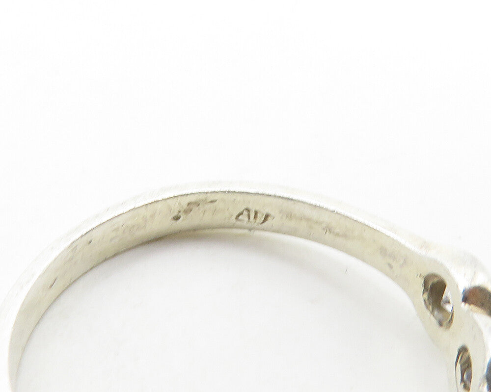 925 Sterling Silver Vintage Cubic Zirconia Swirl Band Ring Sz 7.5 RG19124
