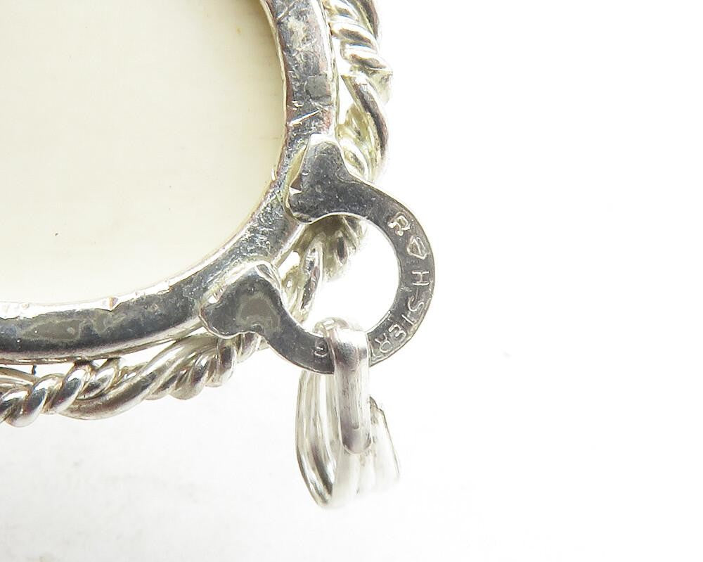 925 Sterling Silver Vintage Etched Detail Oval Twist Drop Pendant PT9507