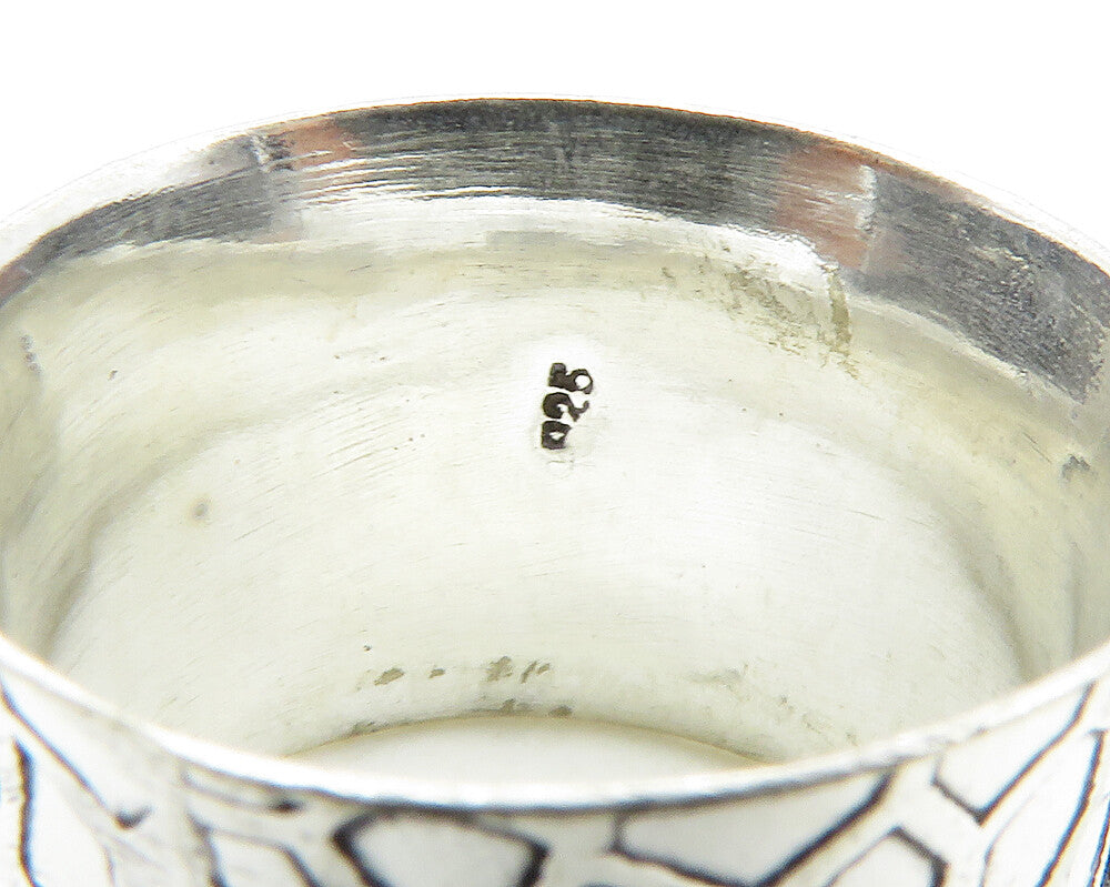 925 Sterling Silver Shiny Patterned Concave Multi Band Ring Sz 8 RG12278