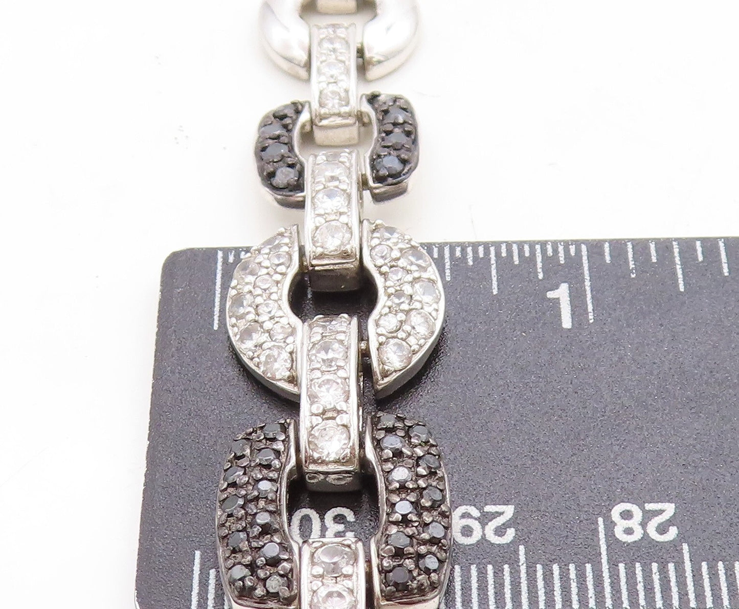 ROSS SIMON 925 Silver Cubic Zirconia & Black Hematite Chain Necklace NE2112