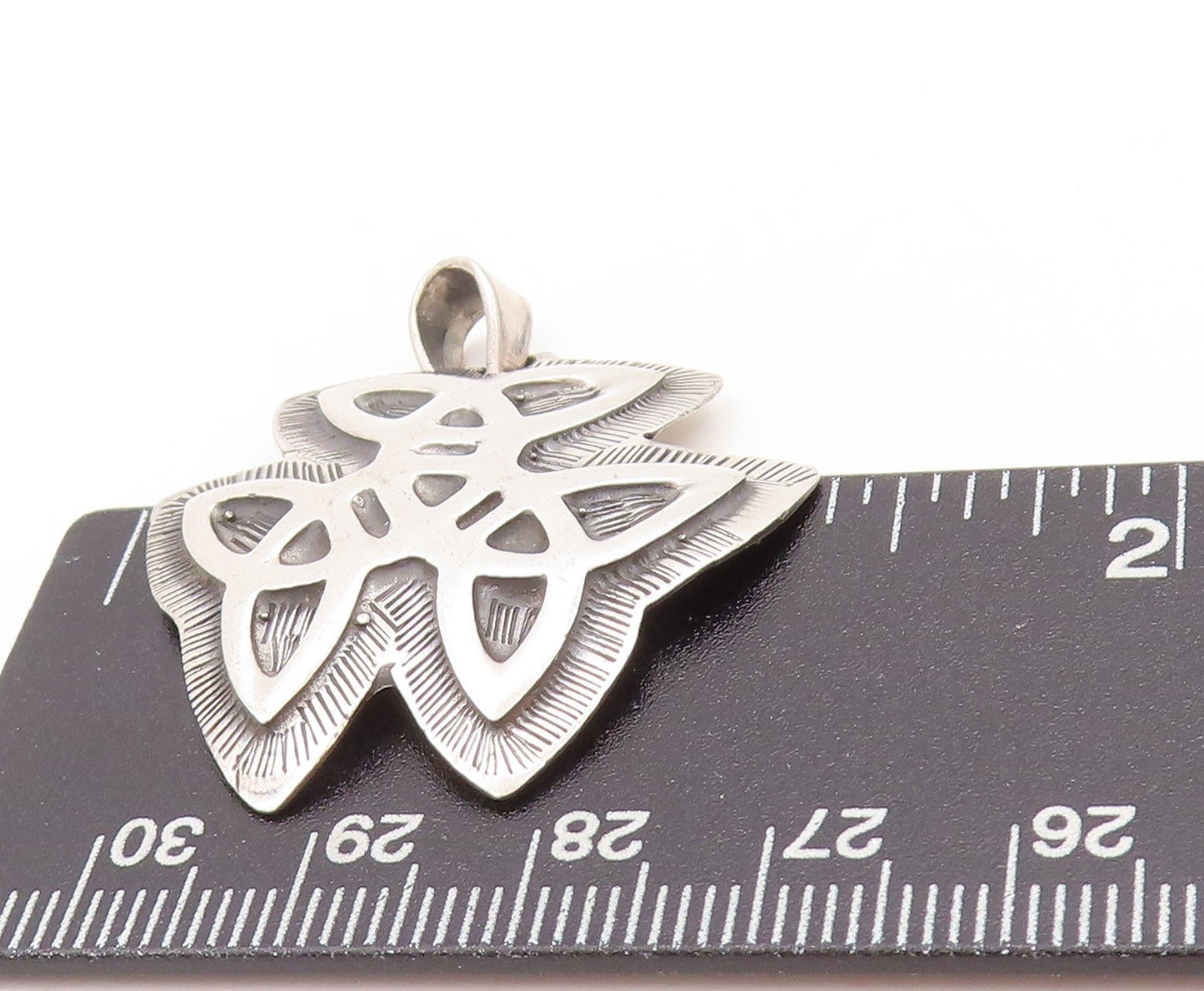 925 Sterling Silver Vintage Pendant Etched Celtic Trinity Knot PT24218