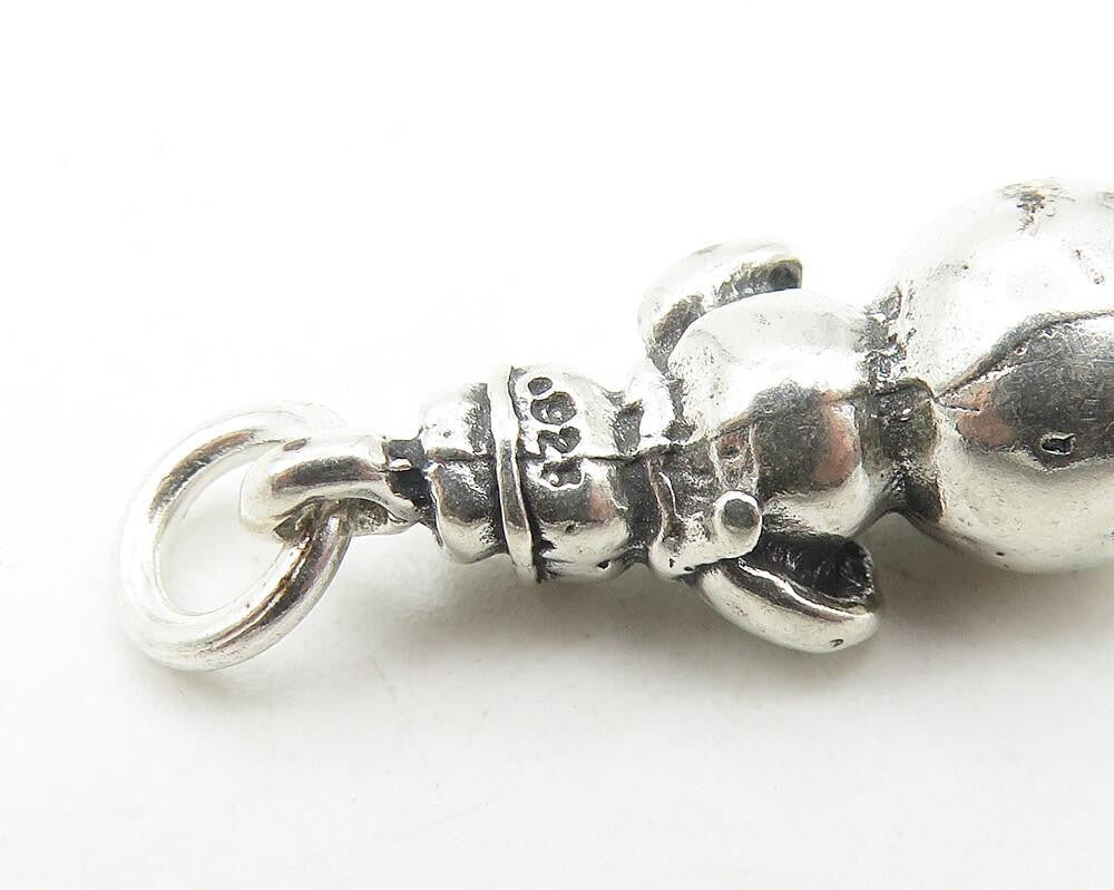 925 Sterling Silver Vintage Petite Shiny Winter Snowman Drop Pendant PT9323