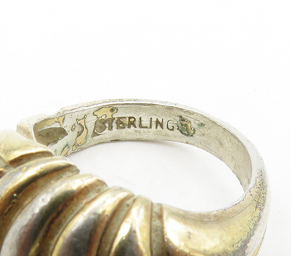 925 Sterling Silver Vintage Fluted Dome Petite Band Ring Sz 4.5 RG15698