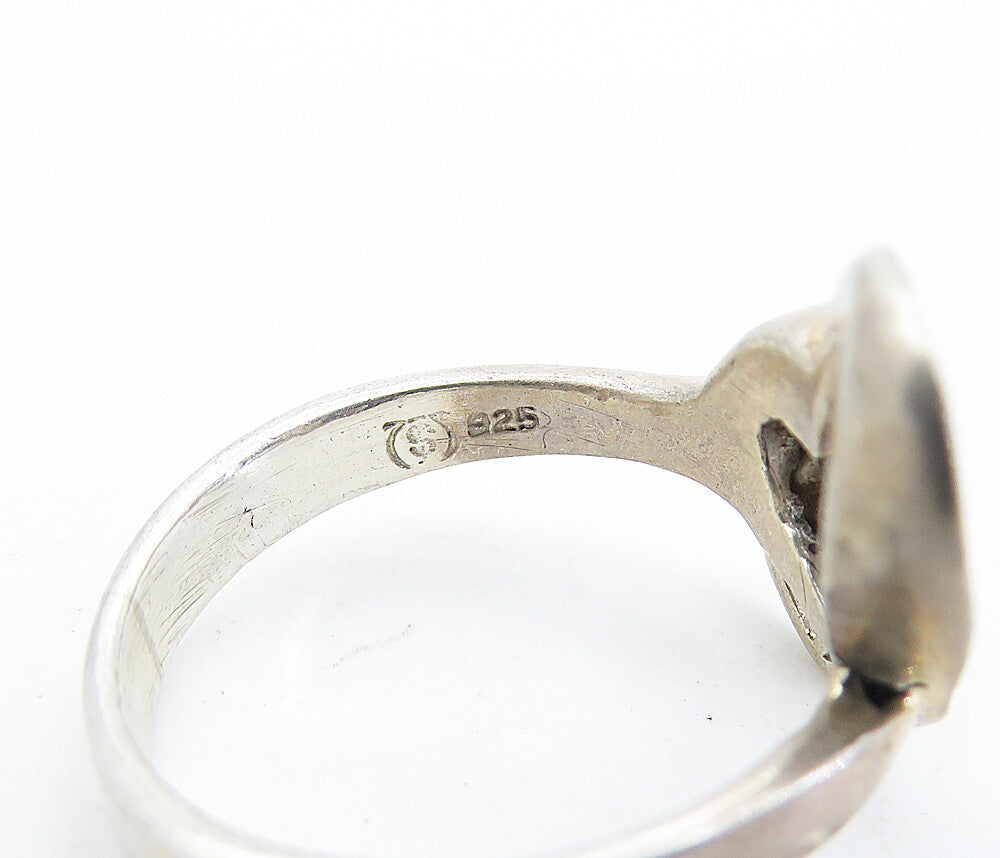 925 Sterling Silver Vintage Open Double Love Heart Band Ring Sz 6.5 RG6257