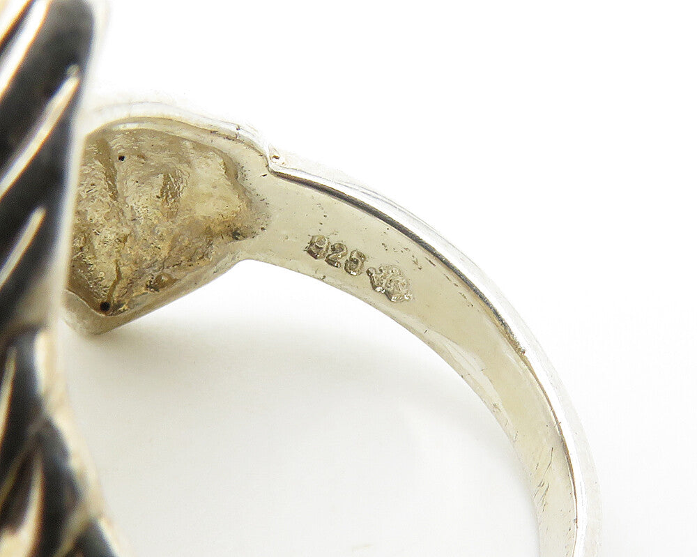 925 Sterling Silver Vintage Shiny Fluted Detail Band Ring Sz 7 RG17751