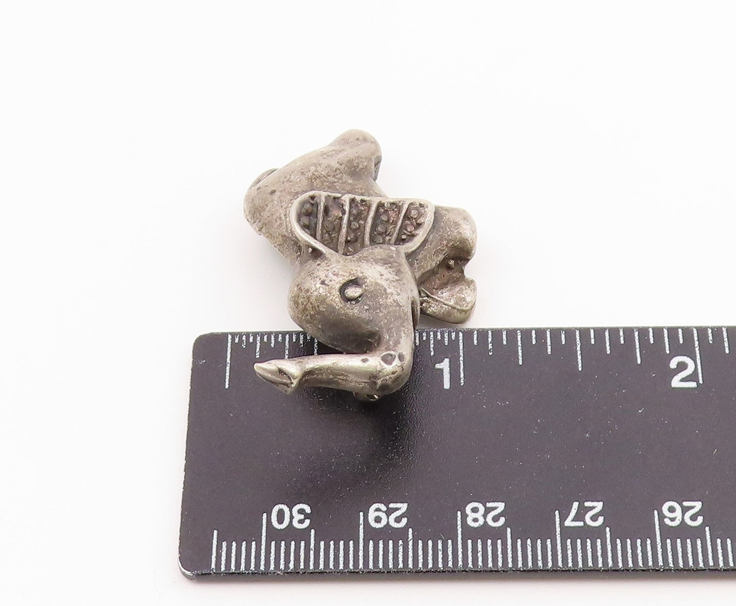 925 Sterling Silver Vintage Elephant Animal Motif Oxidized Brooch Pin BP8287