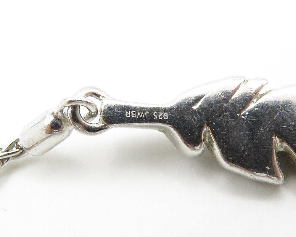 925 Sterling Silver Genuine Diamonds Feather Motif Chain Bracelet BT6745