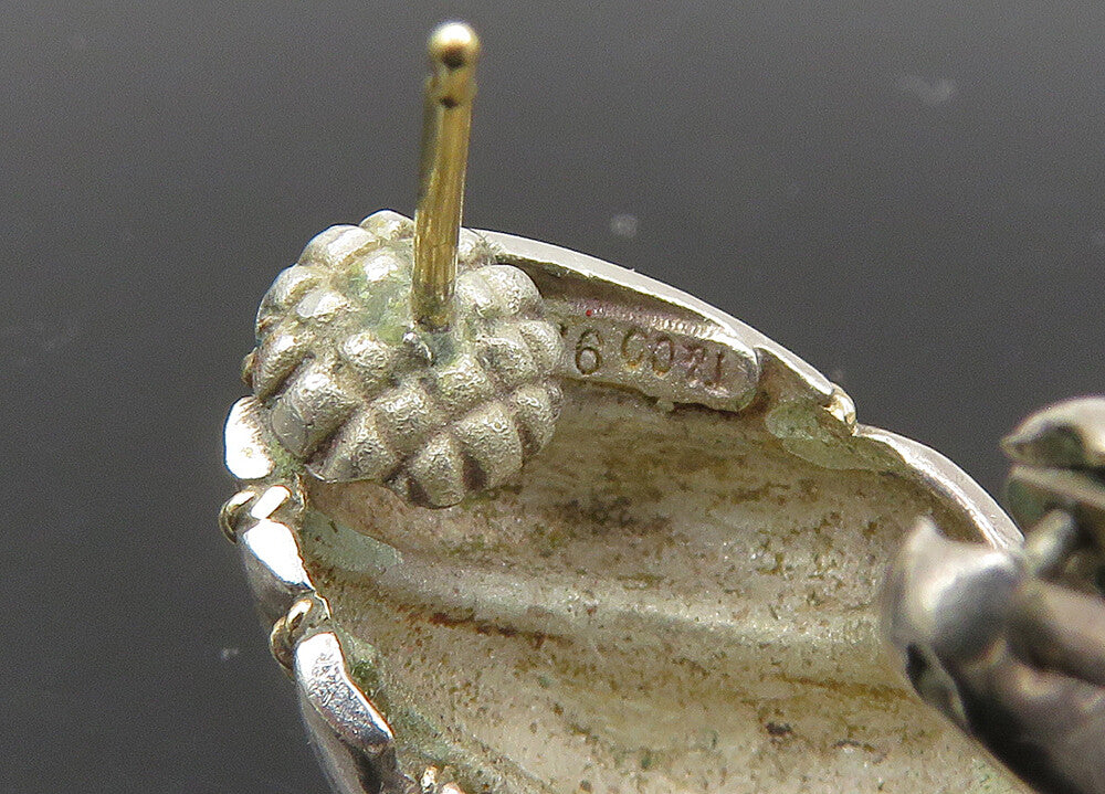 TIFFANY & CO. 925 Silver & 14K GOLD Vintage Flute Twist Drop Earrings EG11161