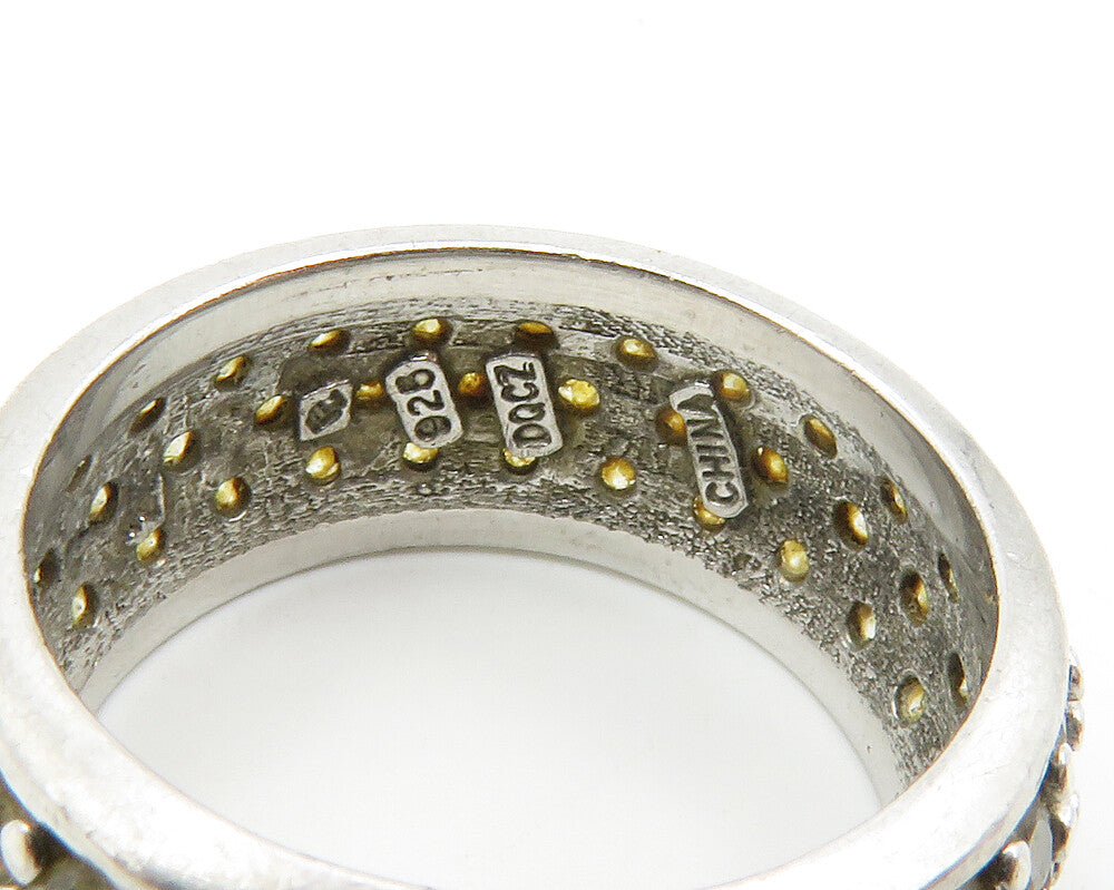 925 Sterling Silver Vintage Cubic Zirconia Eternity Band Ring Sz 5 RG14245