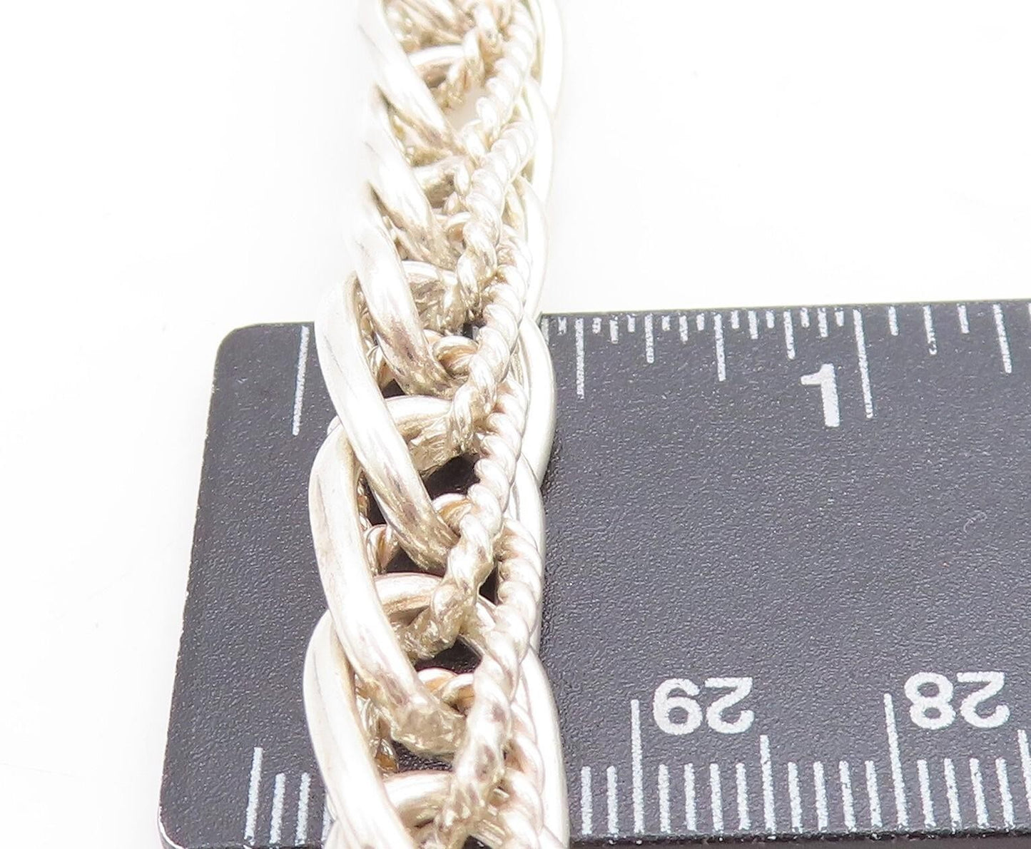 MEXICO 925 Sterling Silver Vintage Shiny Twist Link Chain Necklace NE1170