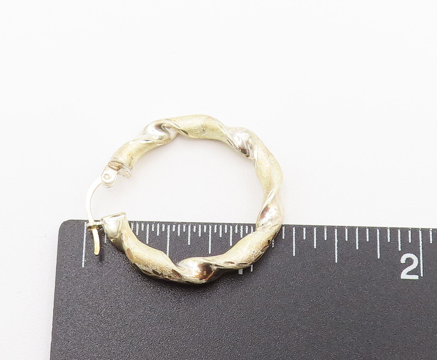 925 Sterling Silver Vintage Twisted Brushed Finish Hoop Earrings EG12312