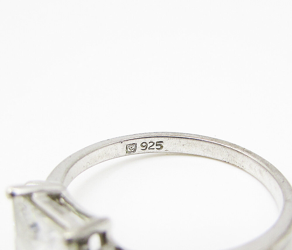 925 Sterling Silver White Cubic Zirconia 3Stone Engagement Ring Sz 8 RG2969