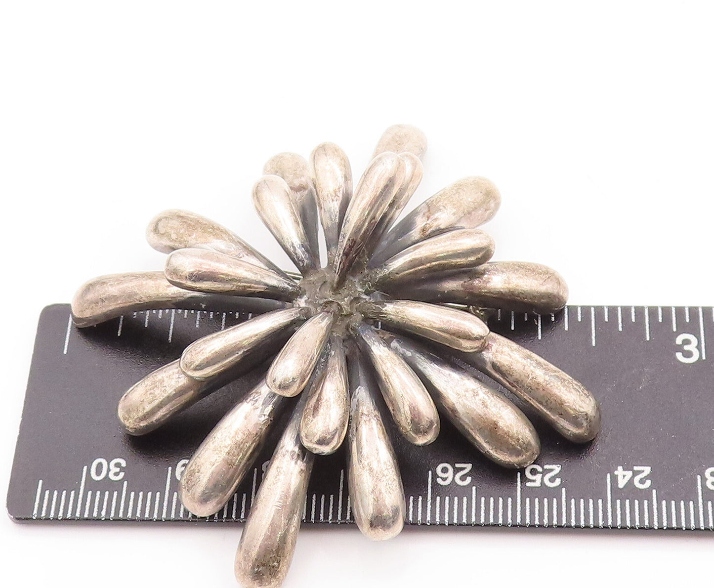 925 Sterling Silver Vintage Brooch Pin ZINA Brutalist Designer Flower BP11141