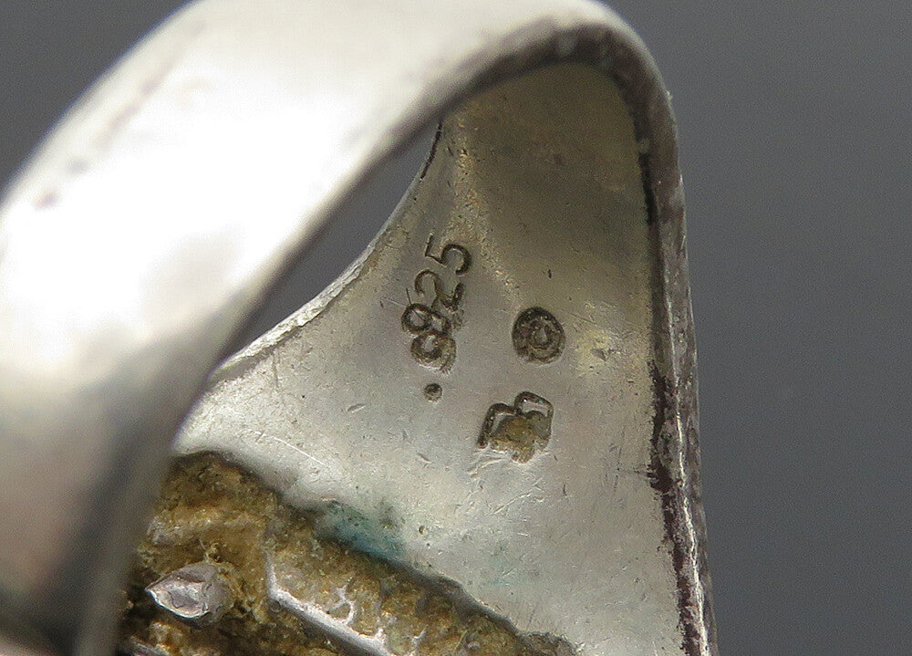 925 Silver & 12K GOLD Vintage Antique Floral Leaves Band Ring Sz 9 RG20025