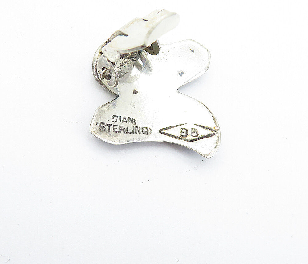 SIAM 925 Sterling Silver Vintage Niello Dancer Non Pierce Earrings EG2582