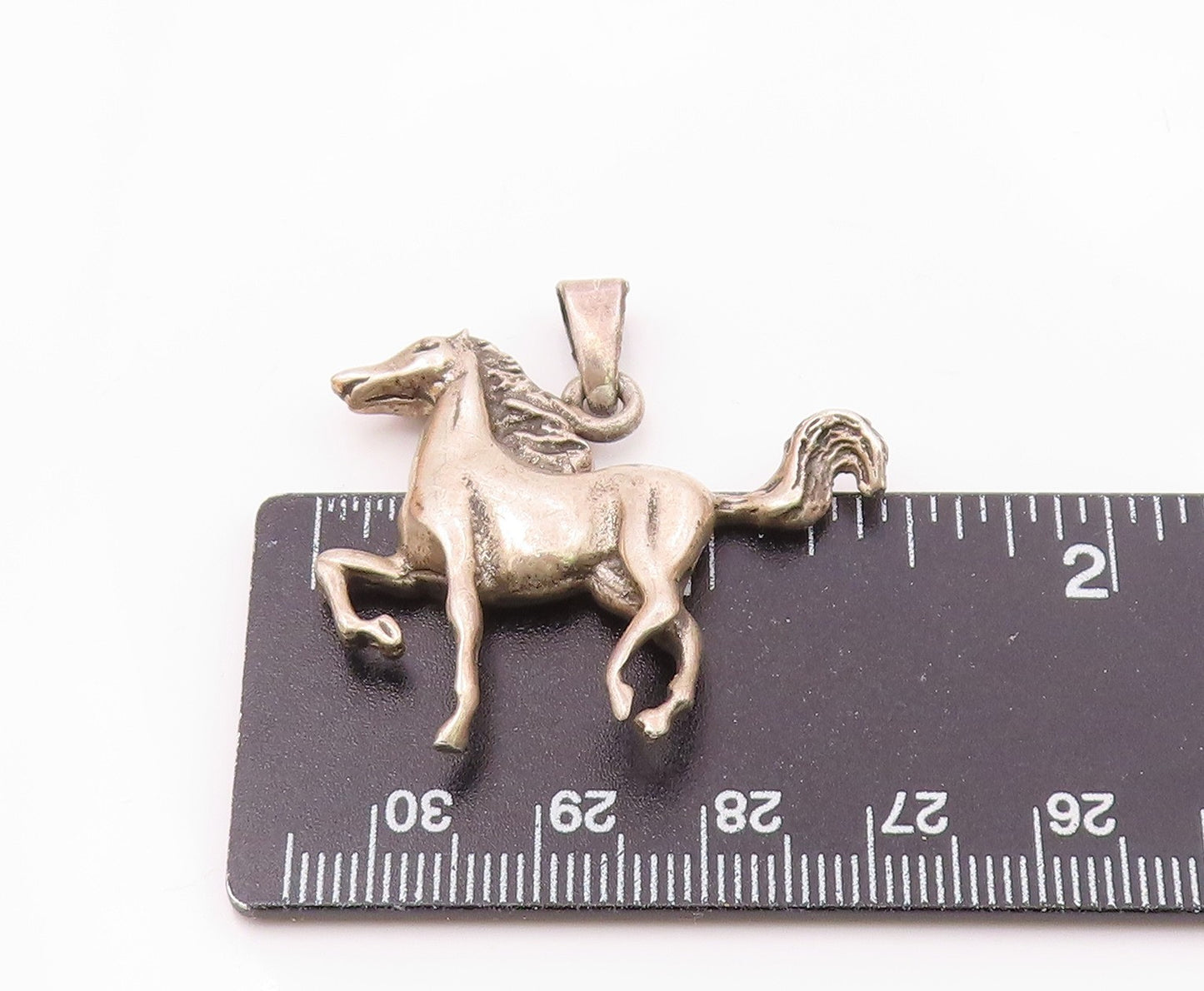 925 Sterling Silver Vintage Carved Galloping Pony Pendant PT20422