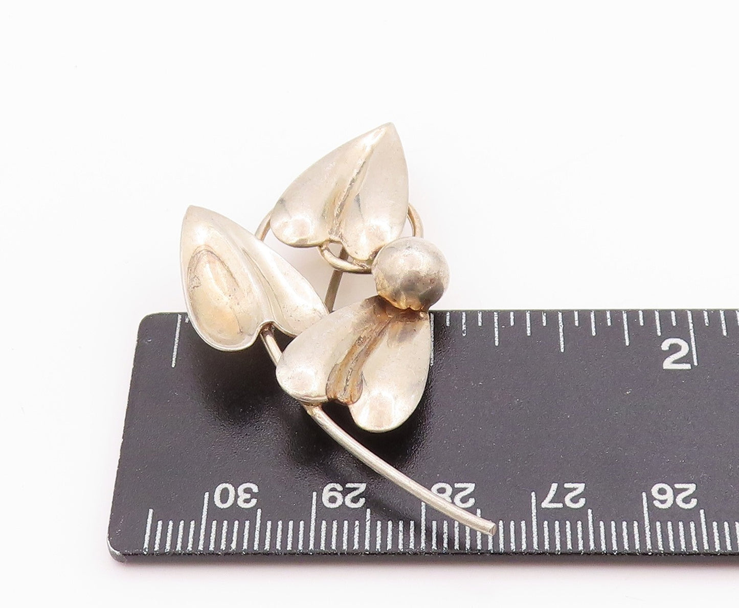 925 Sterling Silver Vintage Brooch Solid Leaved Cutout BP11733