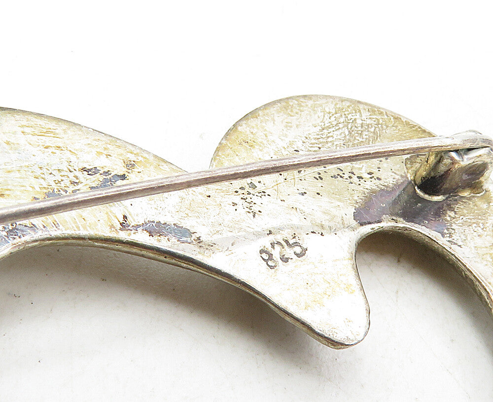 925 Sterling Silver Vintage Shiny Smooth Open Love Heart Brooch Pin BP3513