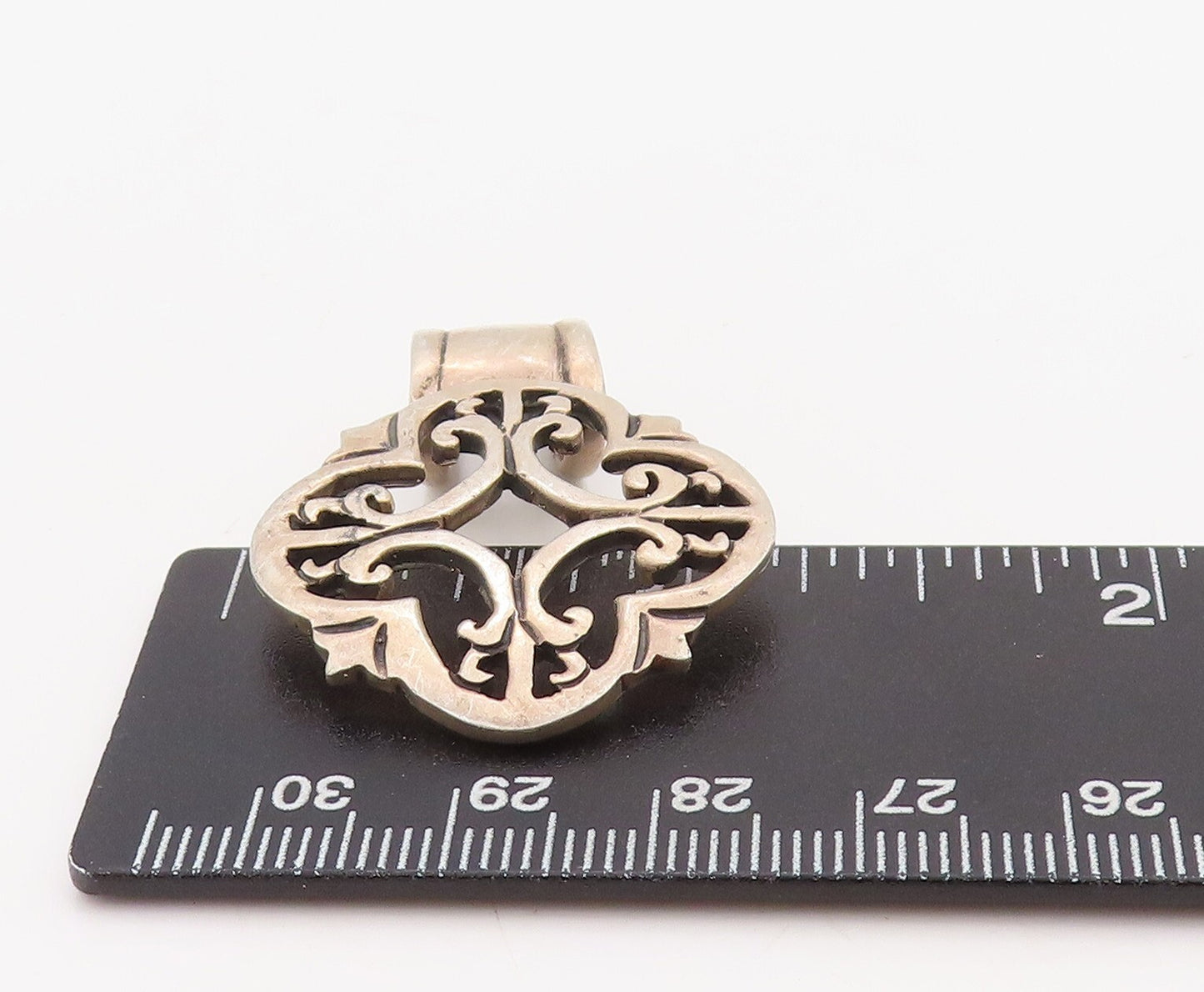 925 Sterling Silver Vintage Pendant Swirly Floral Design Cutout PT23582